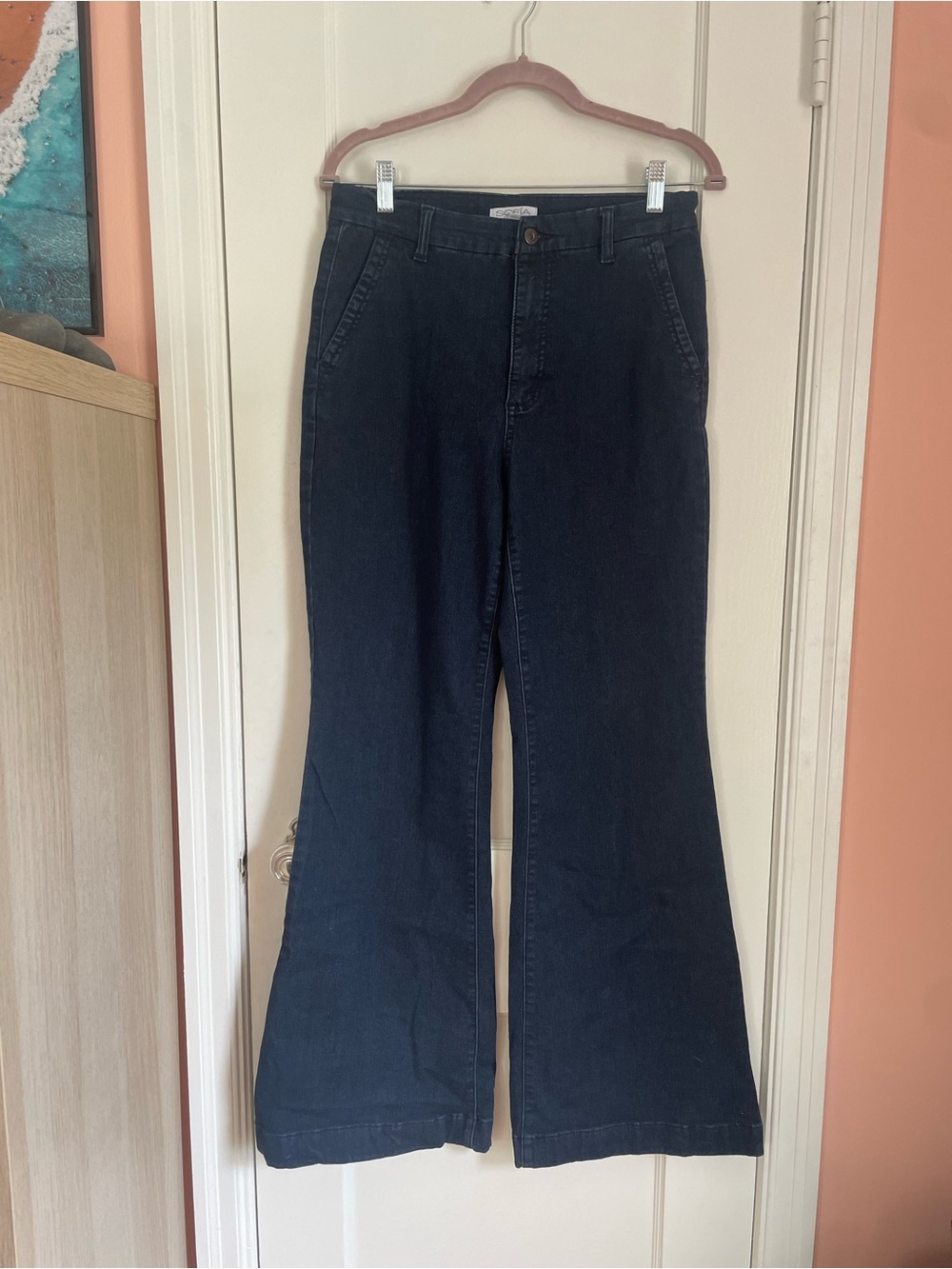 Sofia by Sofia Vergara Dark Blue Wide Leg Trouser Jeans
